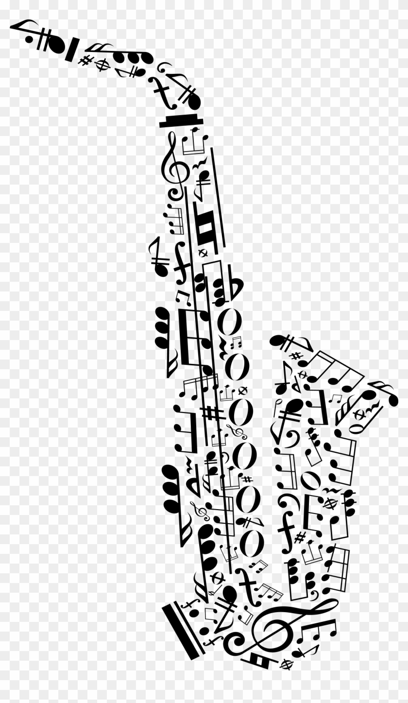 Letter Drawing Music - Saxophone Made Of Music Notes, HD Png Download