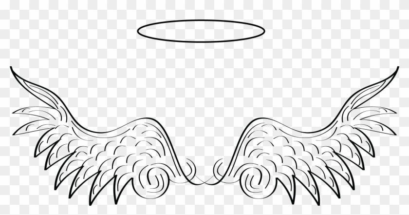 Angel Wings Clip Art, White Angel Wings, Halo Tattoo, - Drawn Angel Wings  Png, Transparent Png - 2151x1028(#3110619) - PngFind