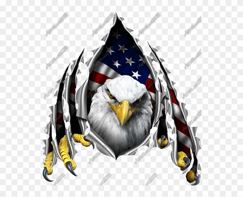 Download Eagle Ripping Through American Flag Clipart - American Flag