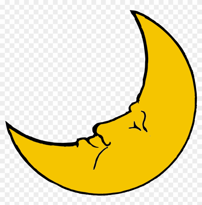 Clipart Of Moon, Thehun And Banana - Crescent Moon Cartoon, HD Png Download  - 934x905(#3145345) - PngFind