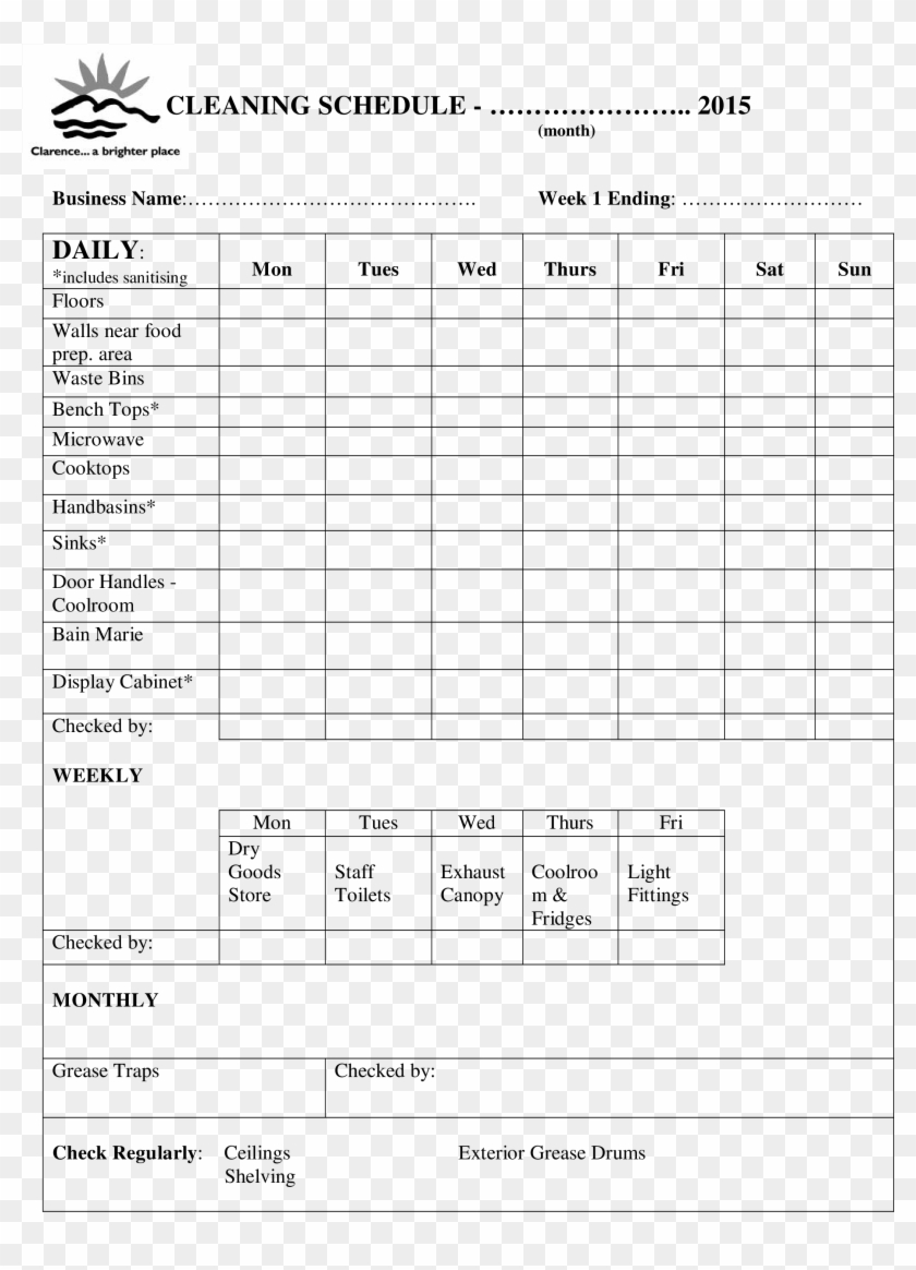 Free Blank Office Cleaning Schedule Templates At - Daily Schedule For Cleaning Report Template