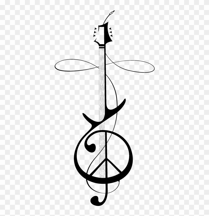 Treble Clef Peace Sign Tattoo - Dibujos De Guitarras Faciles, HD Png  Download - 409x792(#329027) - PngFind