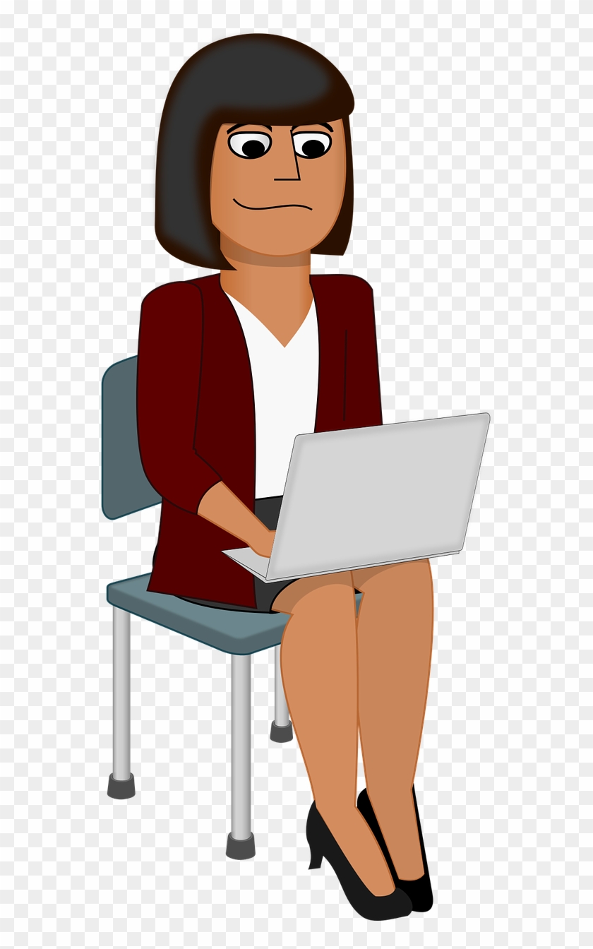 Computer Girl Laptop - Cartoon Woman On Computer, HD Png Download -  640x1280(#3202428) - PngFind