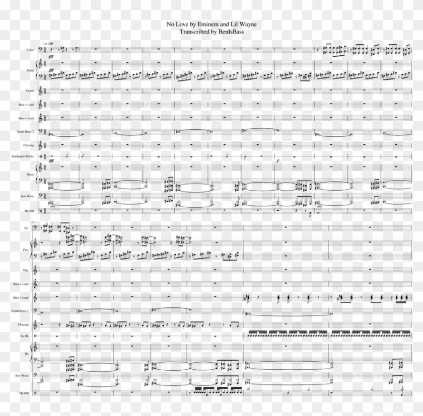 No Love By Eminem And Lil Wayne Sheet Music For Piano Sheet Music Hd Png Download 850x1100 3219572 Pngfind