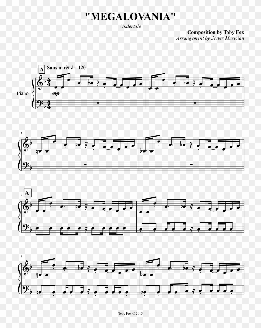 Megalovania Piano Sheet Music With Letters