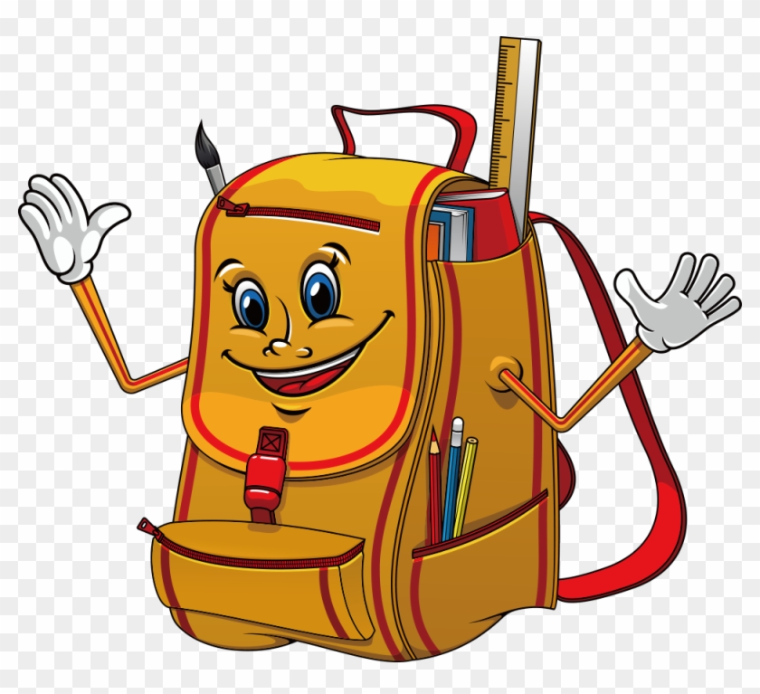Backpack School Ruler Education - Mochila Amarilla Animada, HD Png Download  - 1000x866(#3322597) - PngFind