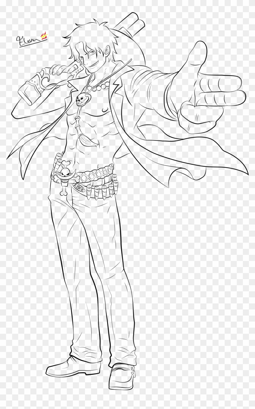 Lineart De Portgas D Portgas D Ace Lineart Hd Png Download 1600x2492 Pngfind