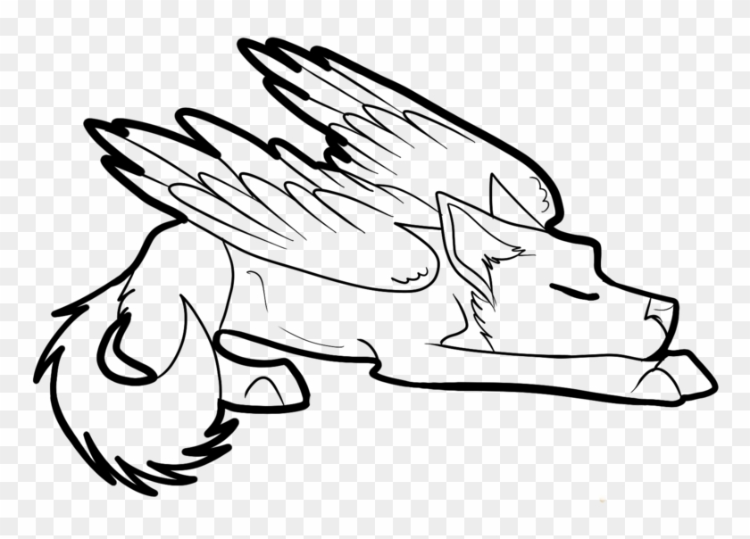 wolf with wings lineart