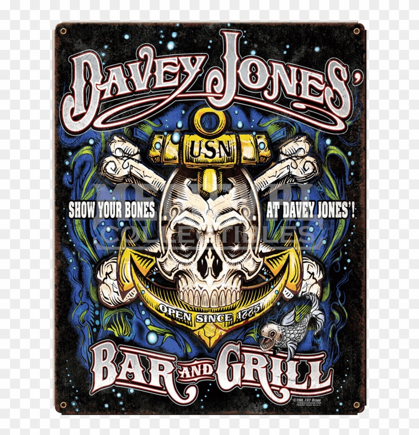 Usn Davey Jones Bar & Grill Vintage Steel Sign Emblem, HD Png
