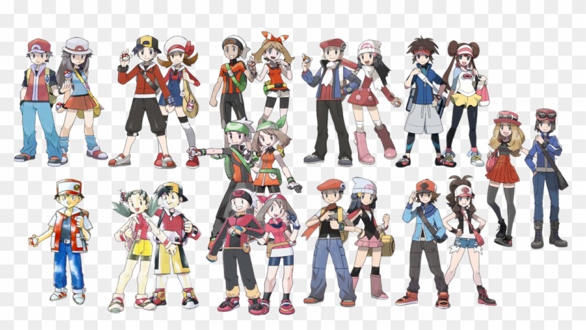 The Playable Characters In The Main Pokemon Series Pokemon Sun And Moon All Trainers Hd Png Download 1100x569 Pngfind
