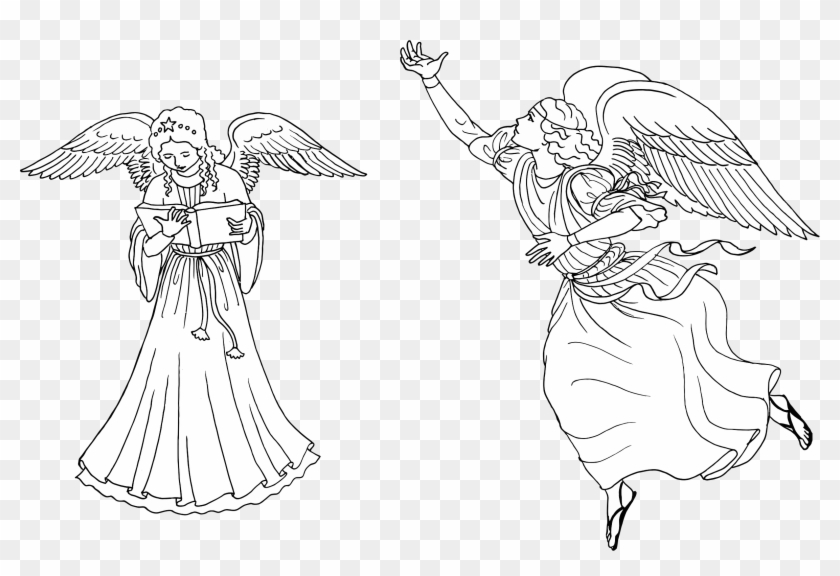 This Free Icons Png Design Of Two Female Angels Line, Transparent Png ...