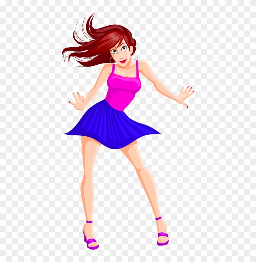 Girl Dancing Vector Png Image - Dancing Lady Cartoon Images Hd, Transparent  Png - 500x838(#359943) - PngFind