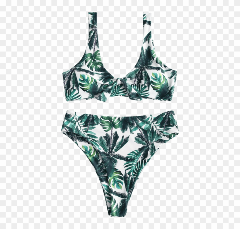 Zaful Coconut Tree Knotted Bikini Set - Swimsuit Bottom, HD Png ...