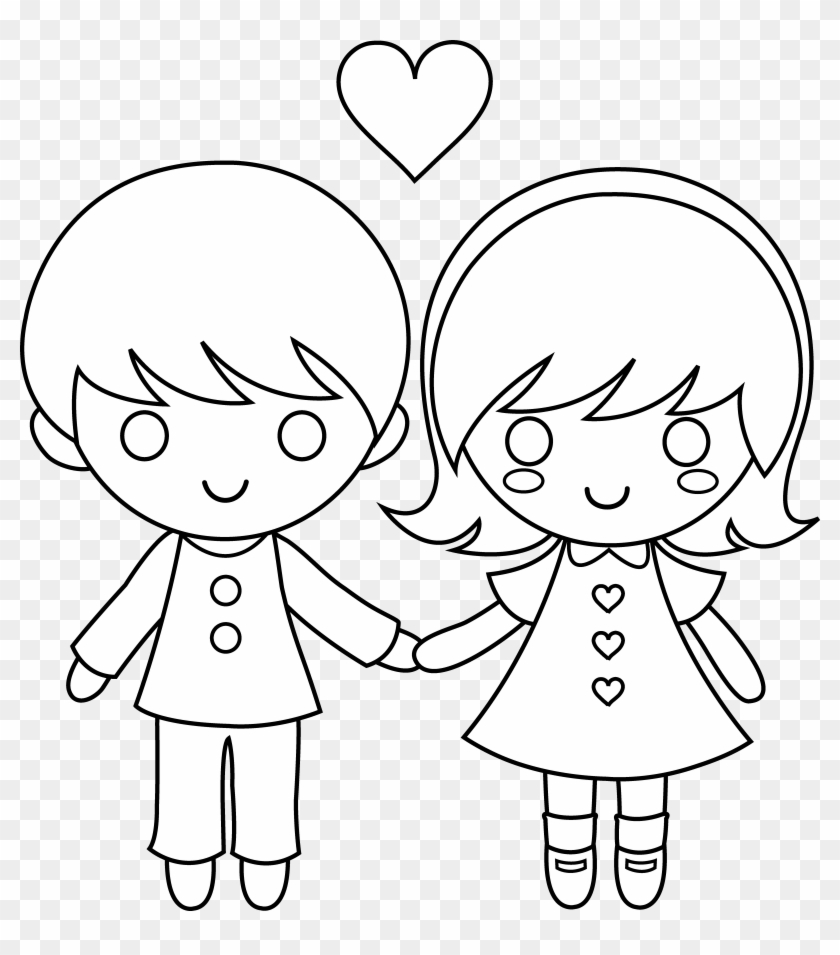 anime boy and girl holding hands chibi