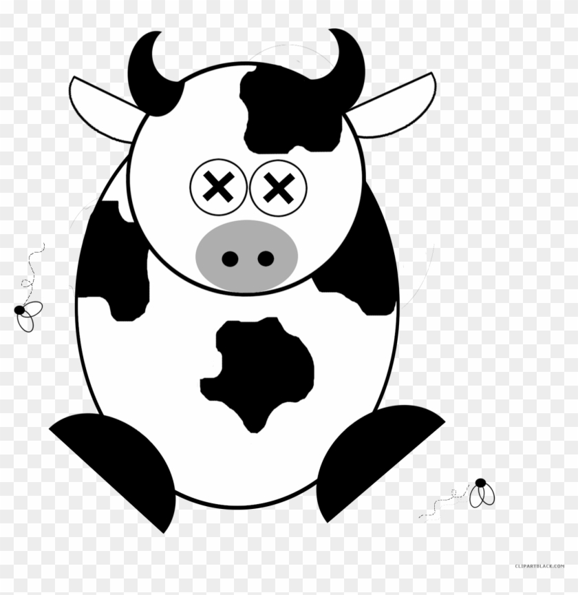 Cartoon Cow Animal Free Black White Clipart Images - Dead Cow Cartoon Png,  Transparent Png - 1386x1361(#3578083) - PngFind