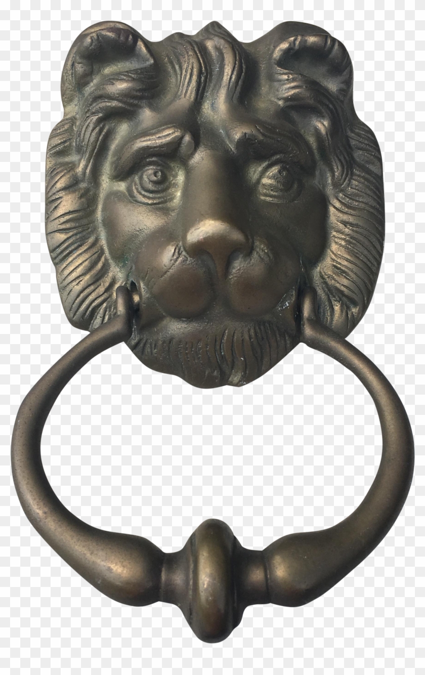 Vintage Heavy Solid Brass Lions Head Door Knocker - Lion, HD Png