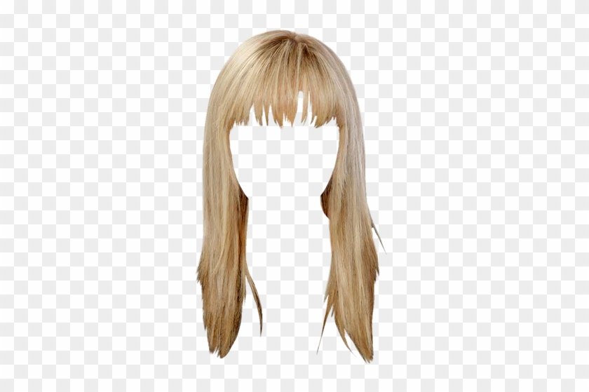 Long Straight Casual Hairstyle With Blunt Cut Bangs - Blonde Hair With Bangs  Png, Transparent Png - 521x625(#362491) - PngFind
