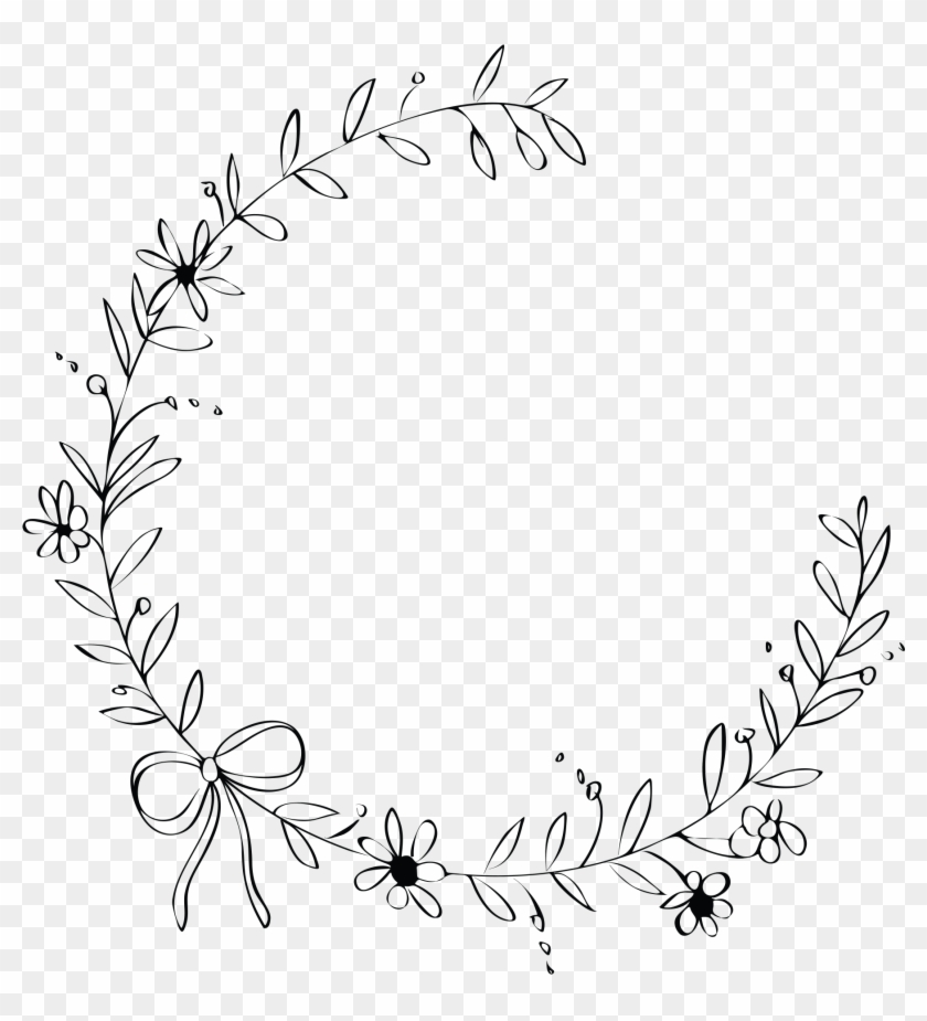 Flower Wreath Drawing Black And White Flower Wreath Hd Png Download 1950x1950 3615202 Pngfind