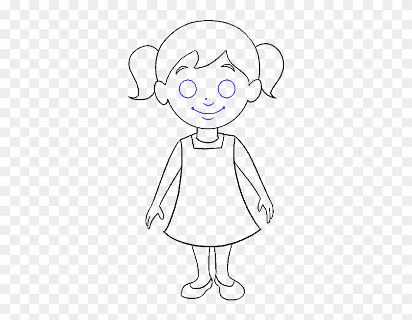 Picture Of A Cartoon Person - Little Girl Cartoon Drawing, HD Png Download  - 678x600(#3629824) - PngFind