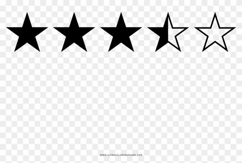 Star Rating Coloring Page - 4 And Half Stars, HD Png Download
