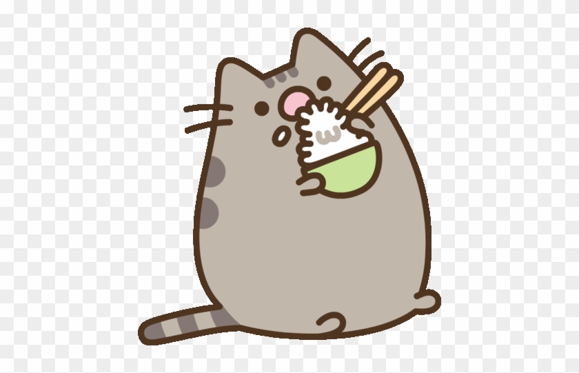 #pusheen #chopstick #rice #kawaii #cute - Pusheen Eating Transparent