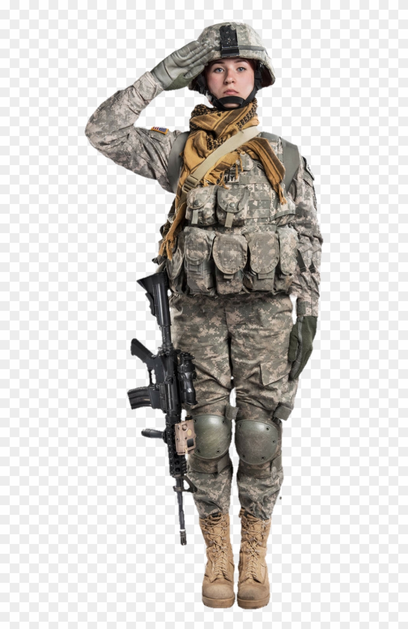 Femalesoldier Sticker - Female Soldier Soldier Salute Stock, HD Png