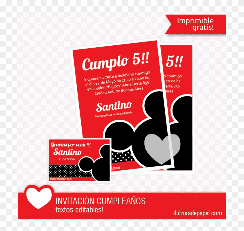 intimidad temperamento Satisfacer Invitaciones Estilo Mickey Para Imprimir Gratis - Texto Para Invitacion De  Cumpleaños, HD Png Download - 715x715(#3688401) - PngFind