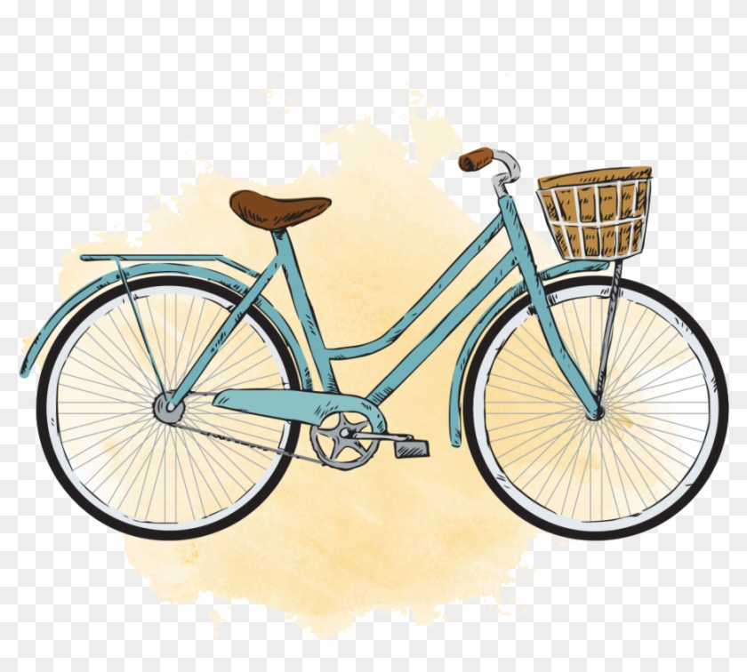 City Bicycle Watercolor Painting Vintage Clothing Guidao Alto De