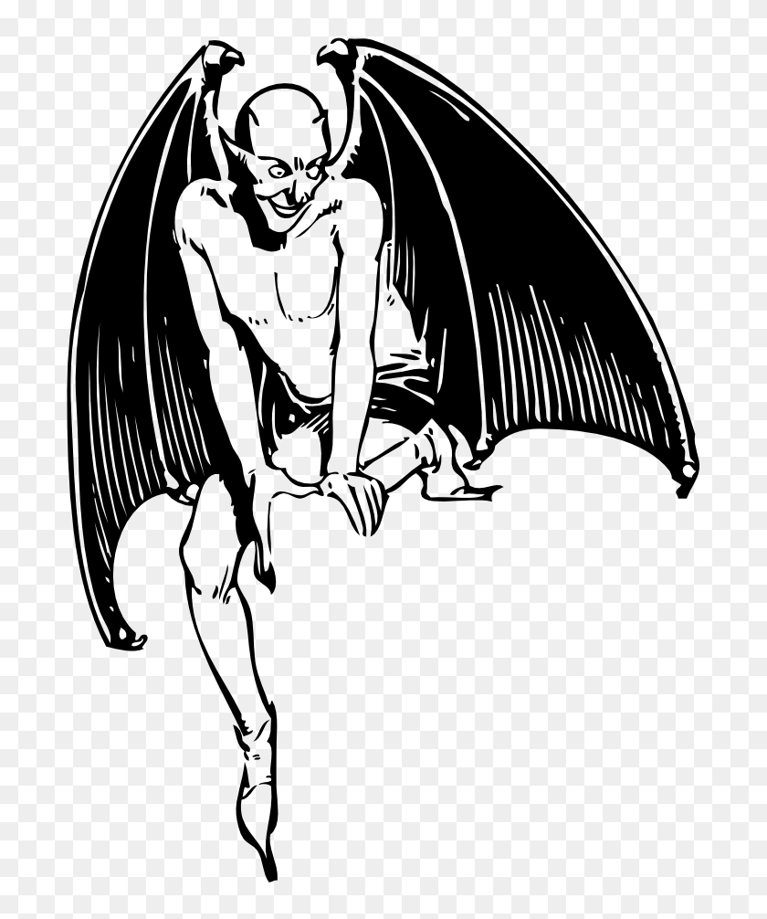 Satan Clipart Black And White - Squatting Devil, HD Png Download