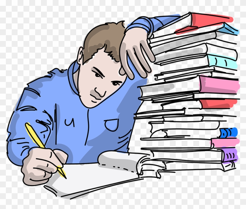 Estudiante, Estudio, Universidad - Student Studying Hard Cartoon, HD