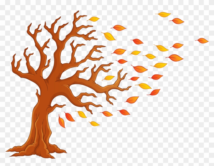 Blowing Leaves Png - Cartoon Fall Tree With Translucent Background,  Transparent Png - 1024x747(#3720123) - PngFind