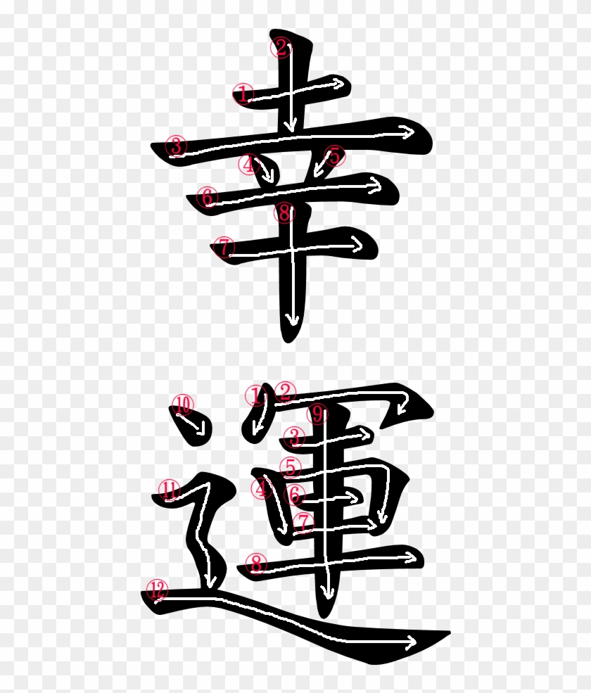 Kanji Stroke Order For 幸運 - Kanji For Happiness Stroke Order, HD
