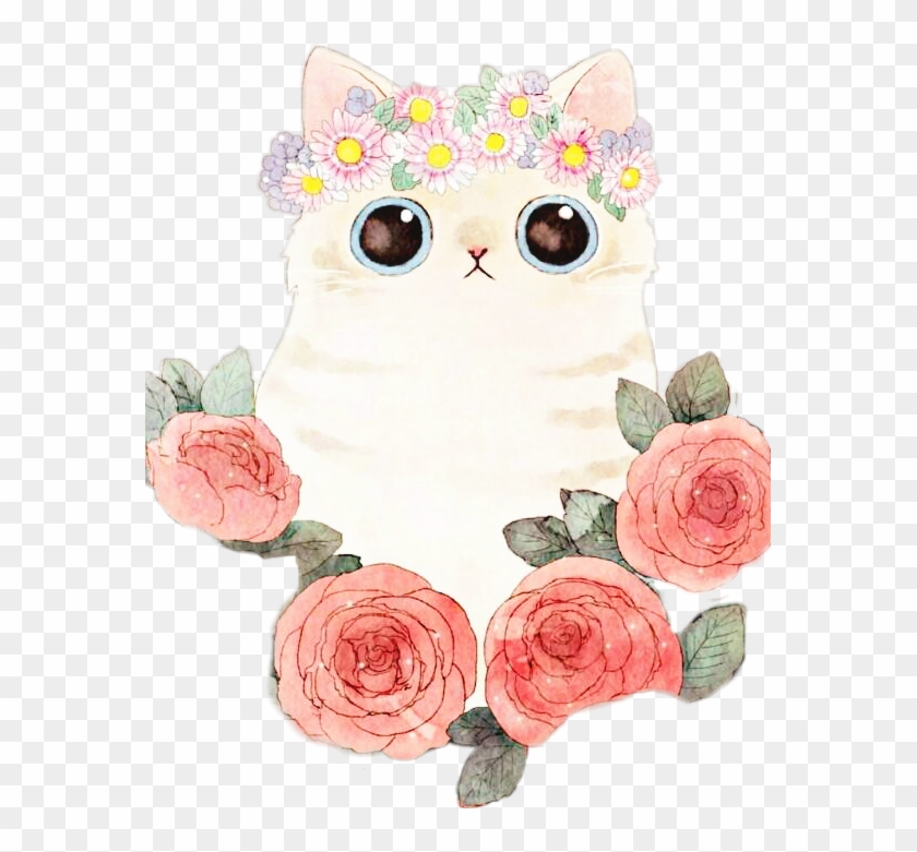 gato #flores #tumblr #miau #aquiencorresponda #sticker - Lock Screen Cute  Kawaii, HD Png Download - 573x701(#3749229) - PngFind