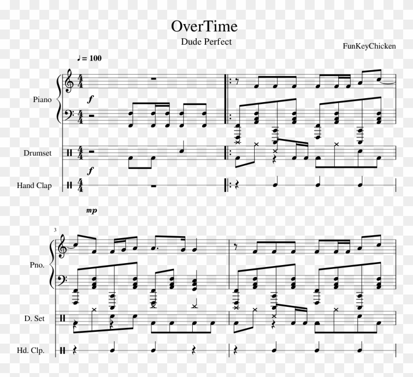 Overtime Themes Sheet Music For Piano Percussion Download Sheet Music Hd Png Download 850x1100 3774244 Pngfind