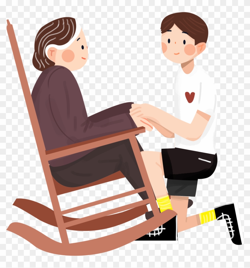 Grandma Filial Piety Cartoon Boy Png And Psd - Sitting, Transparent Png -  2000x2000(#382958) - PngFind