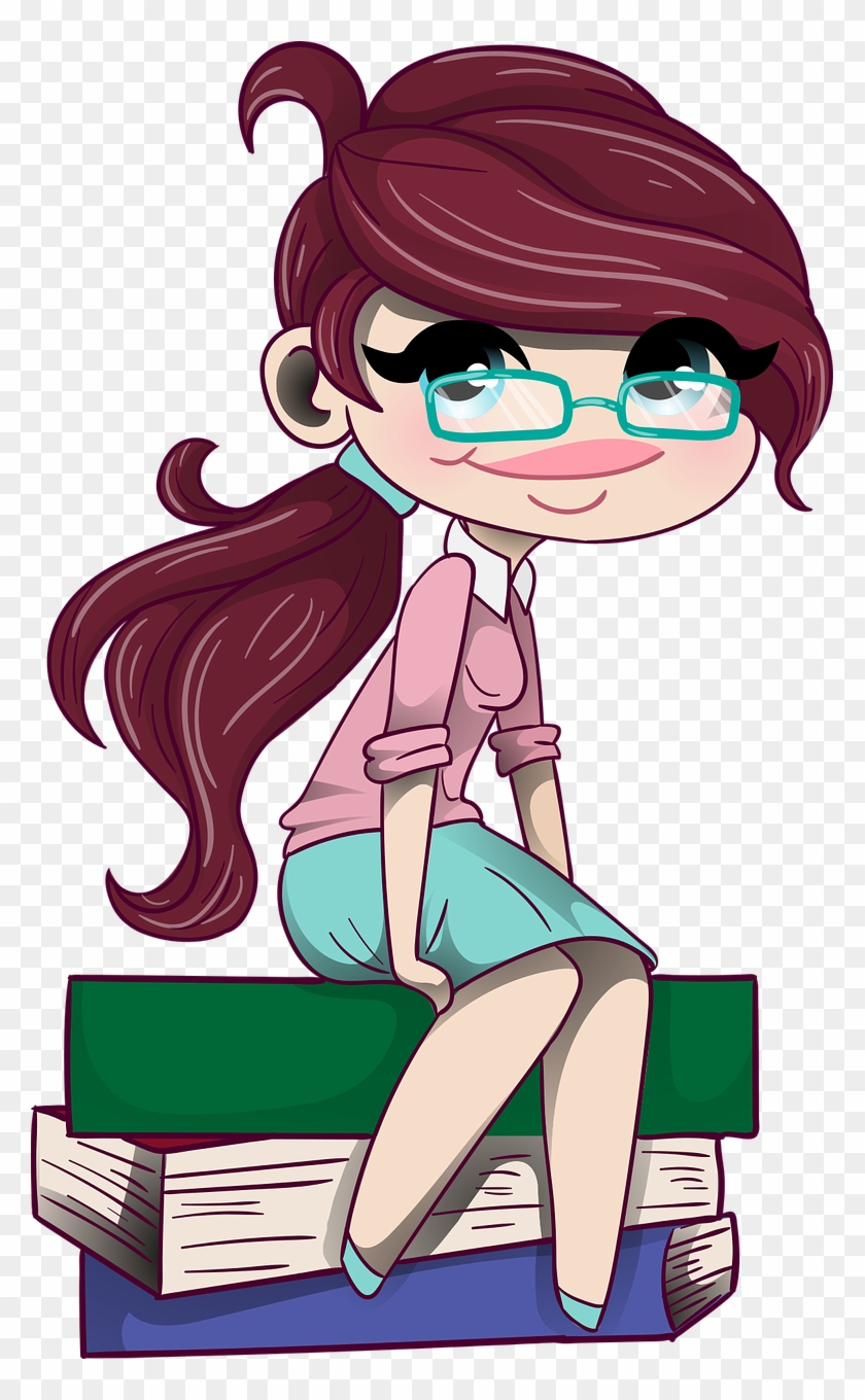 Teenager Books Cute Nerdy Girl Young School - Best Cartoon Girl Dp, HD Png  Download - 438x720(#3874960) - PngFind