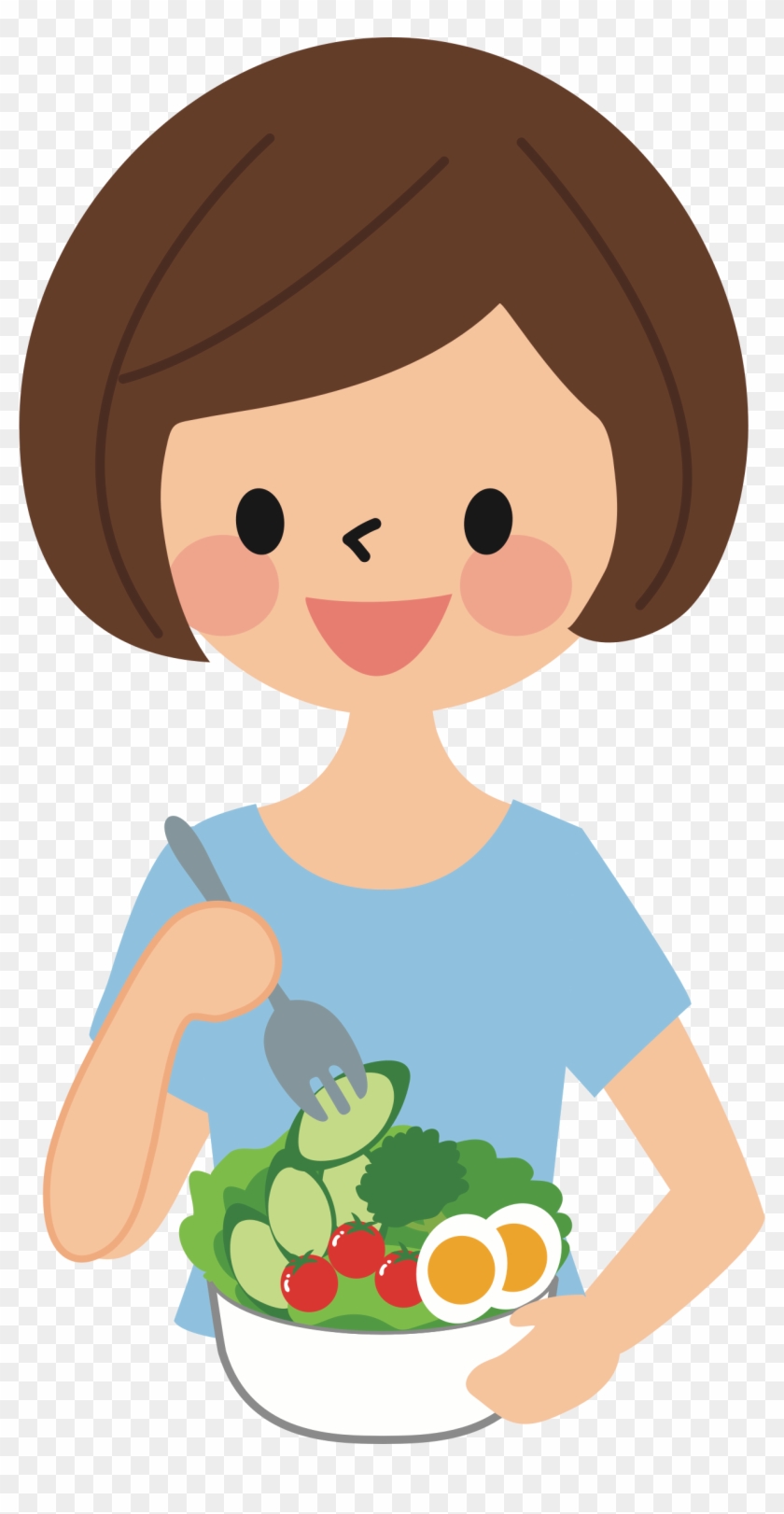Salad Clipart Animated - Girl Eating Salad Cartoon, HD Png Download -  1274x2400(#3891492) - PngFind