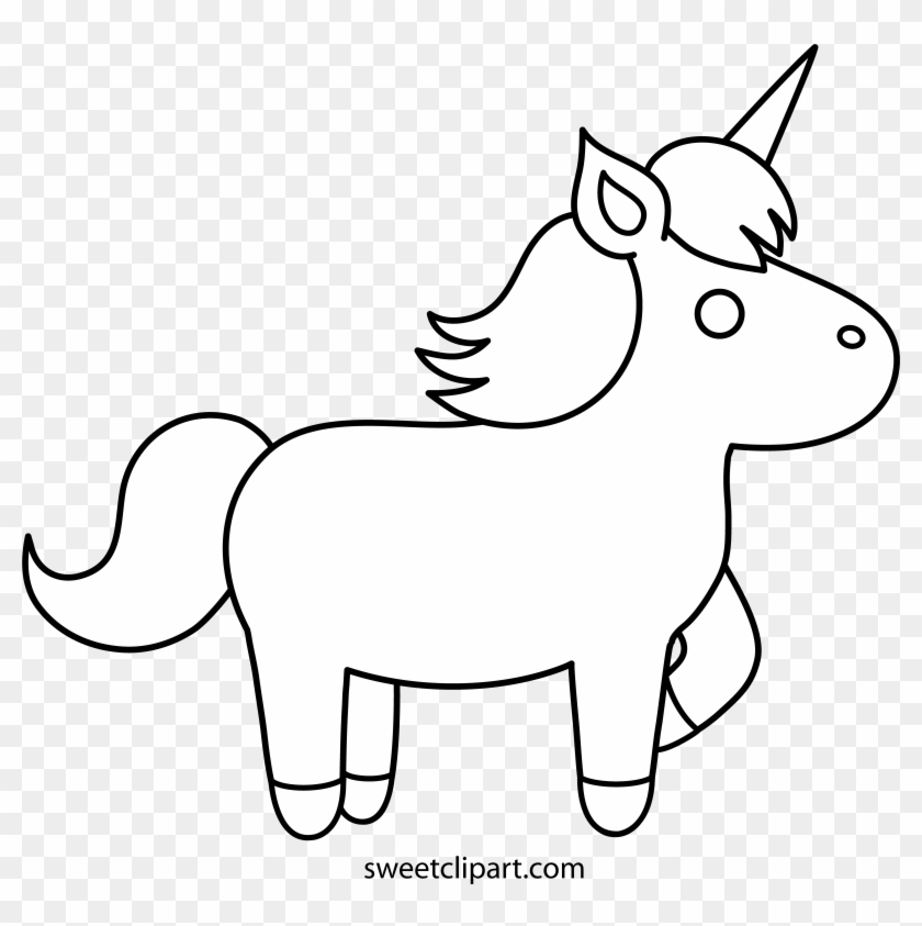 Unicorn Clipart Outline Simple Colouring Hd Png Download
