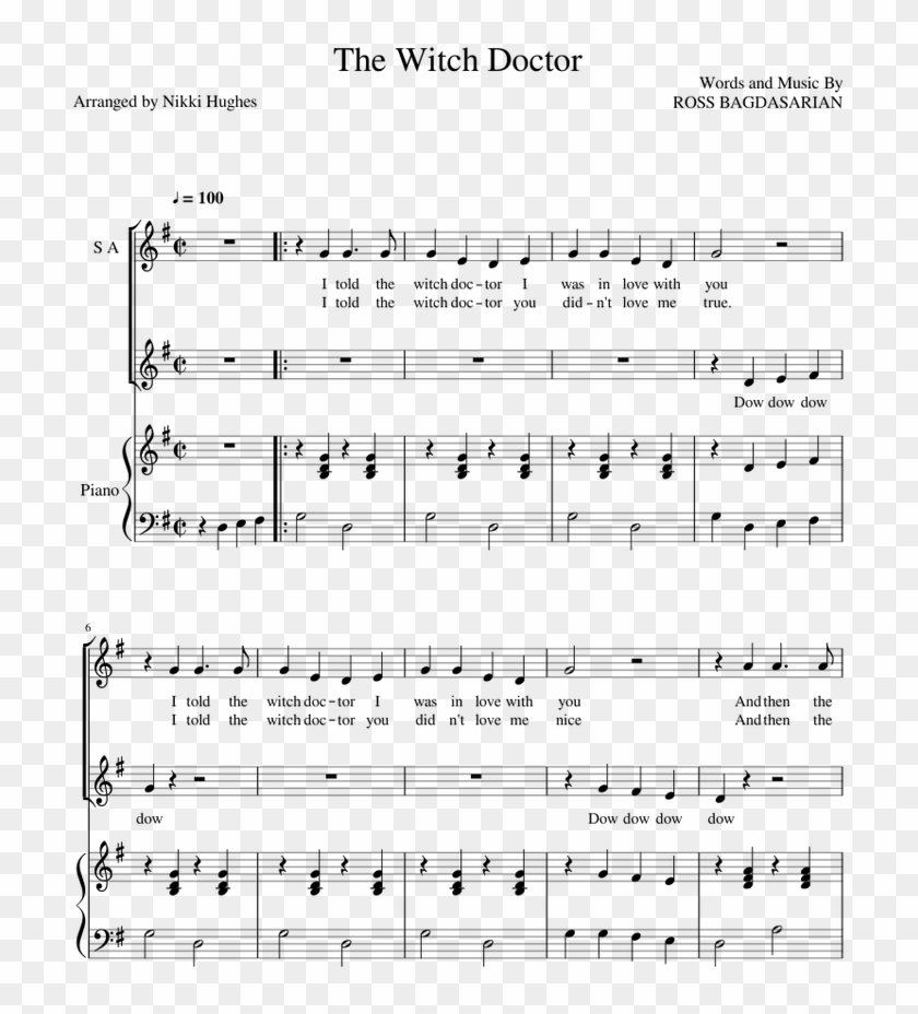 The Witch Doctor Sheet Music For Piano Voice Download Halloween