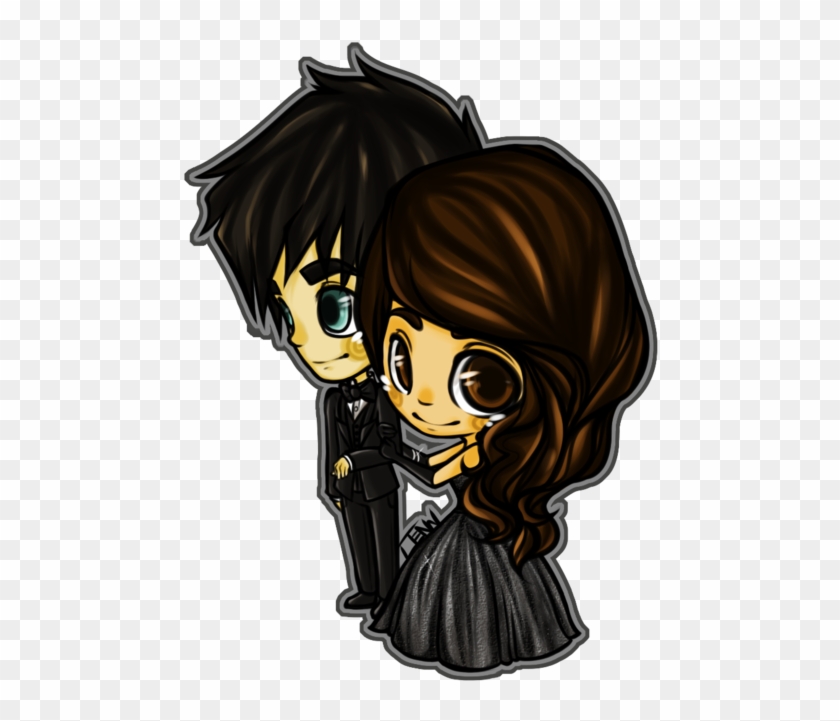 Damon & Elena Images “it Would Be Rude Not To Dance, - Delena Tvd Cartoon,  HD Png Download - 500x658(#3918669) - PngFind