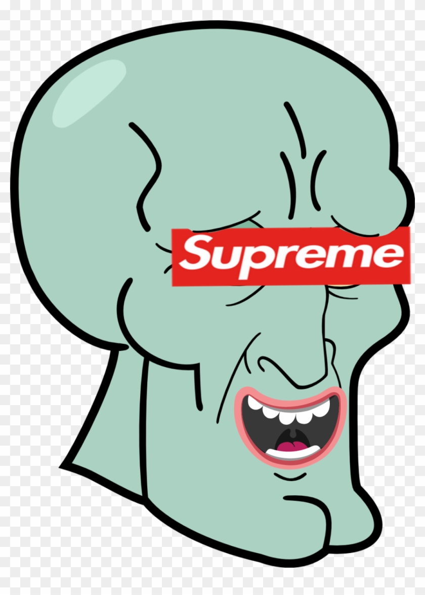 Supremelogo Sticker - Funny Squidward, HD Png Download -  1024x1384(#3995818) - PngFind