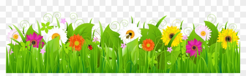Grass And Flowers Clipart - Grass With Flower Border, HD Png Download ...