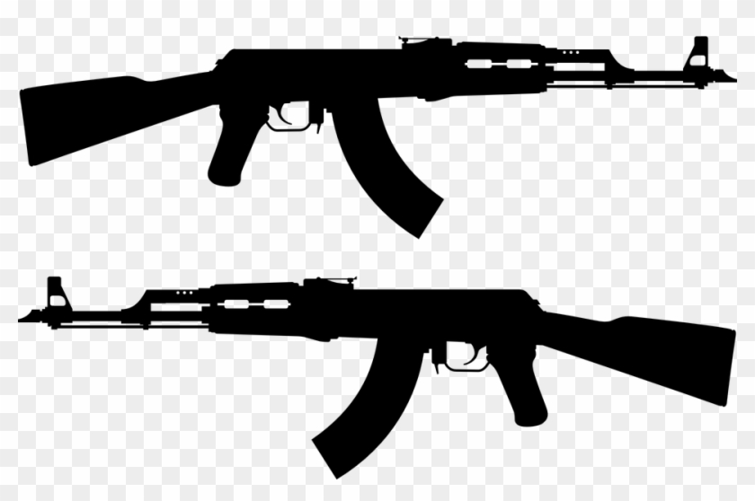 Ar15 Drawing Tattoo Ak 47 Silhouette, HD Png Download