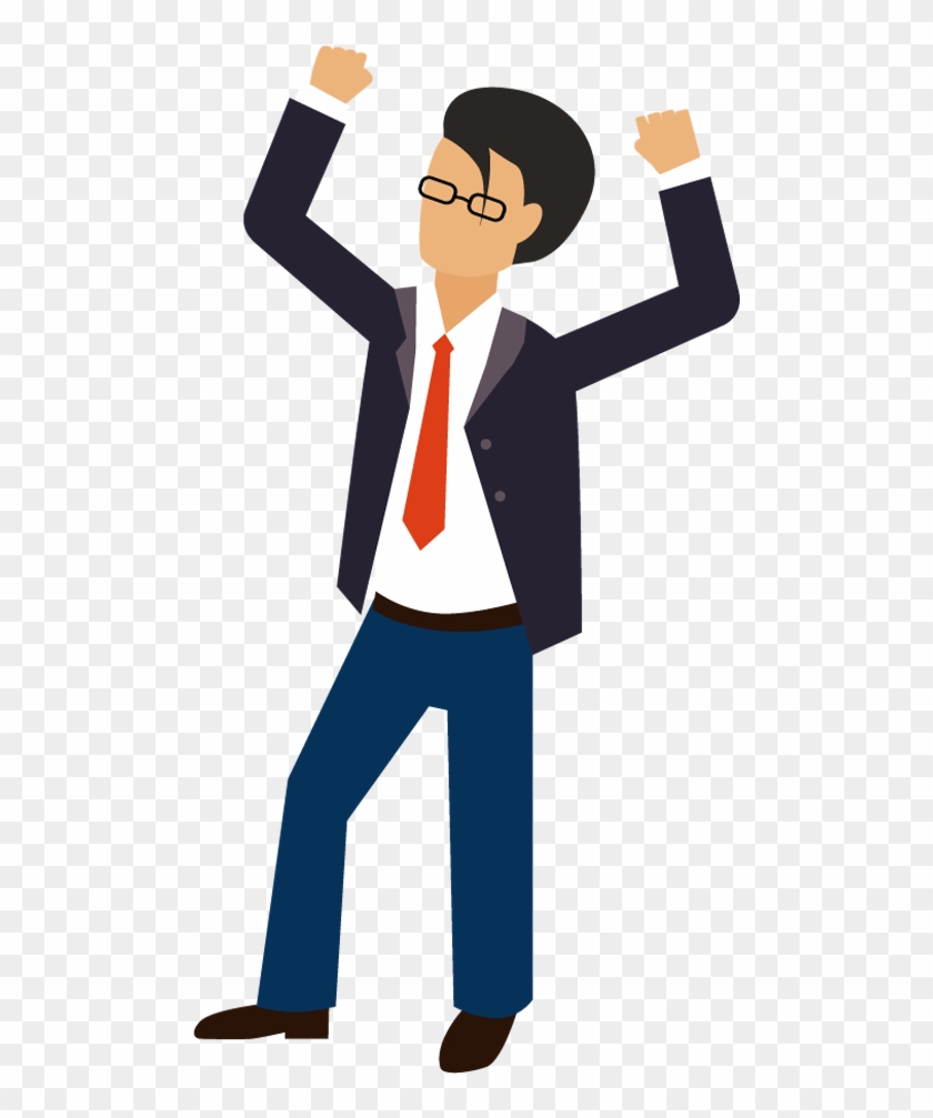 Businessman Group - Cartoon Man Hands Up, HD Png Download - 500x930