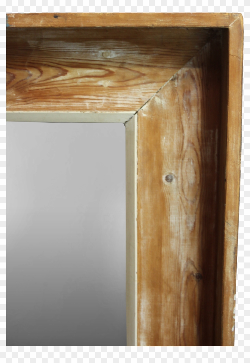 Large Pine Framed Mirror With Traces Of Old Paint Plywood