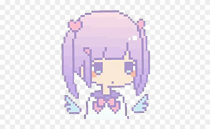 Anime Pixel Art Girl With Purple and Pink Hair Sticker