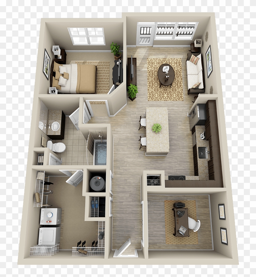 3d One Story House Plans - One Story House Inside, HD Png ...