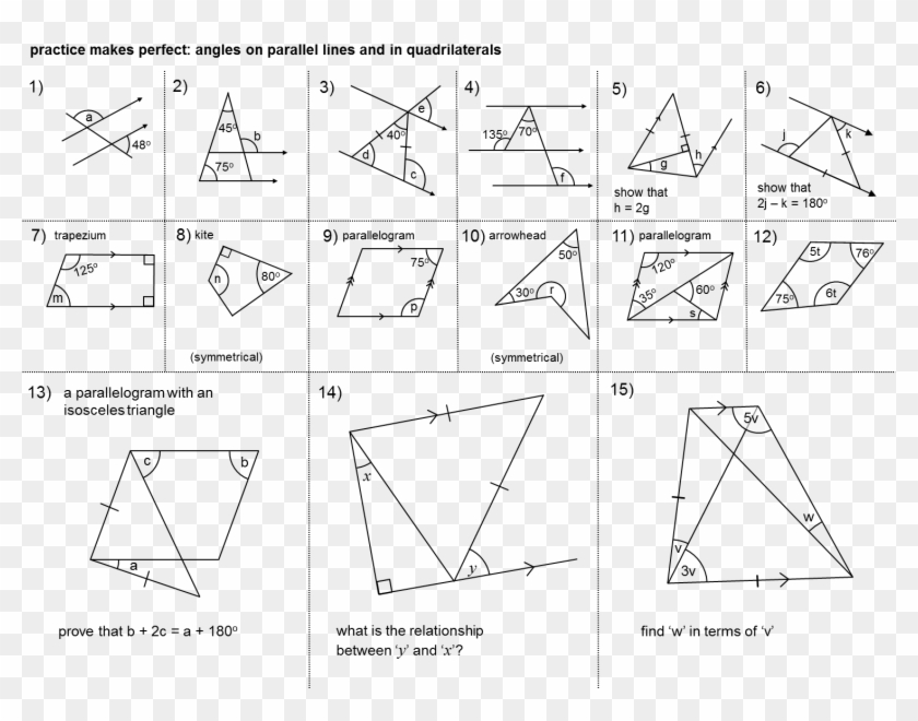 Angles On Parallel Lines And In Quadrilaterals - Angles In Triangles