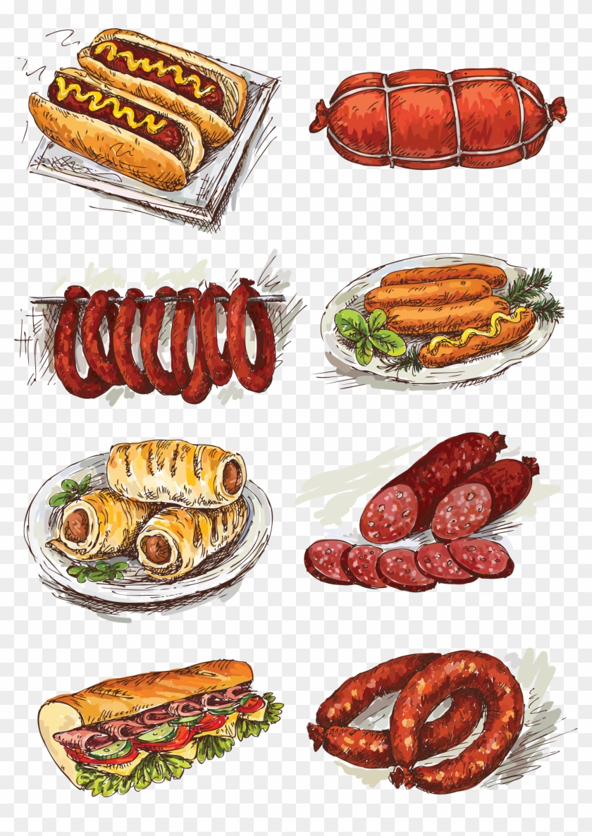 Сосиски как рисовать