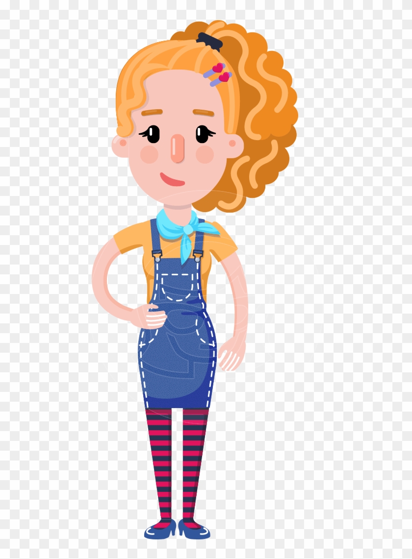 Cute Blonde Girl In Flat Style Cartoon Character - Cartoon, HD Png Download  - 957x1060(#4251127) - PngFind